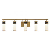 Abel 5-Light LED Bathroom Vanity Light in Matte Black with Warm Brass Accents