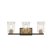 Sidney 3-Light Bathroom Vanity Light in Matte Black with Warm Brass Accents