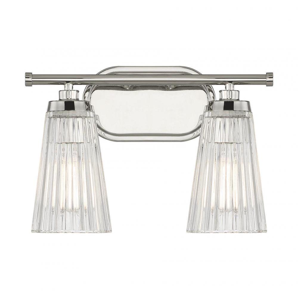 Chantilly 2-Light Bathroom Vanity Light in Polished Nickel