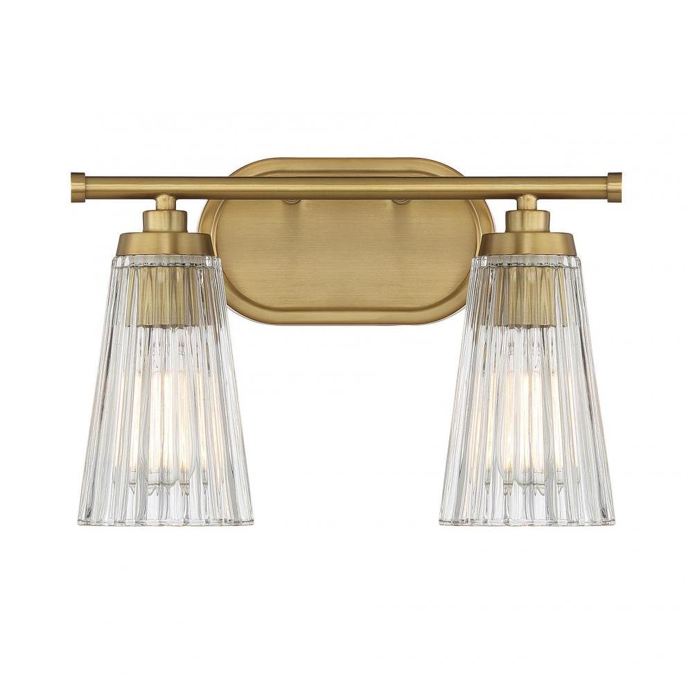 Chantilly 2-Light Bathroom Vanity Light in Warm Brass