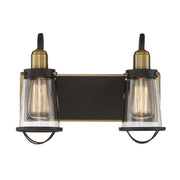 Lansing 2-Light Bathroom Vanity Light in English Bronze and Warm Brass