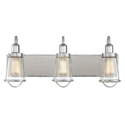 Lansing 3-Light Bathroom Vanity Light in Satin Nickel with Polished Nickel Accents