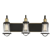 Lansing 3-Light Bathroom Vanity Light in English Bronze and Warm Brass