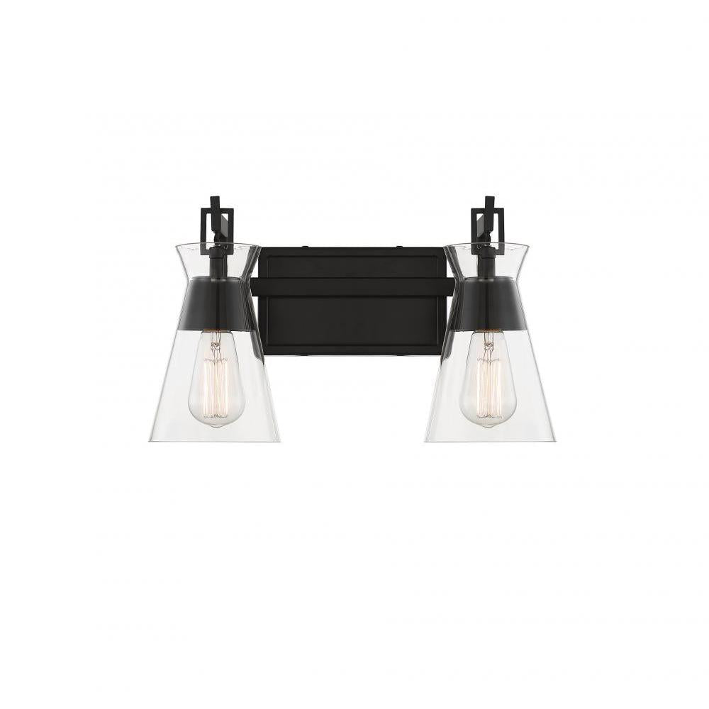 Lakewood 2-Light Bathroom Vanity Light in Matte Black