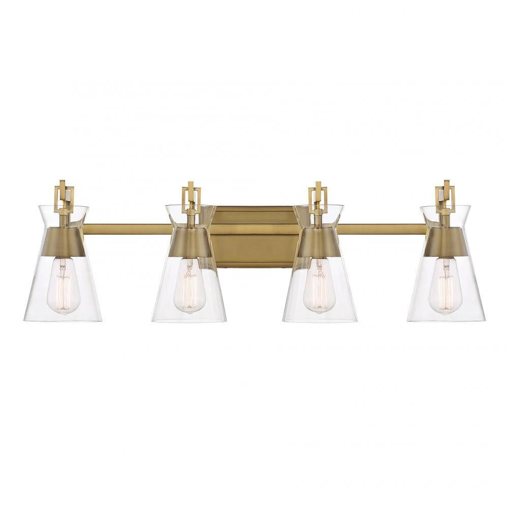 Lakewood 4-Light Bathroom Vanity Light in Warm Brass