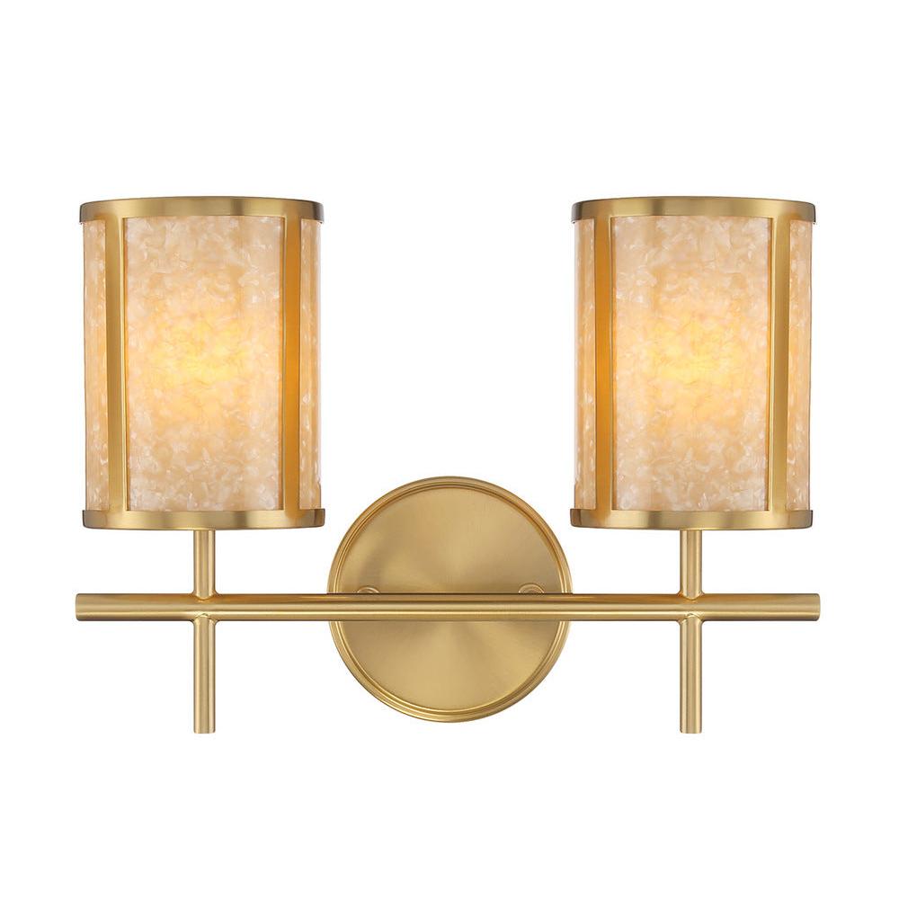 Camden 2-Light Bathroom Vanity Light in Warm Brass