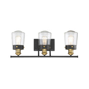 Macauley 3-Light Bathroom Vanity Light in Vintage Black with Warm Brass