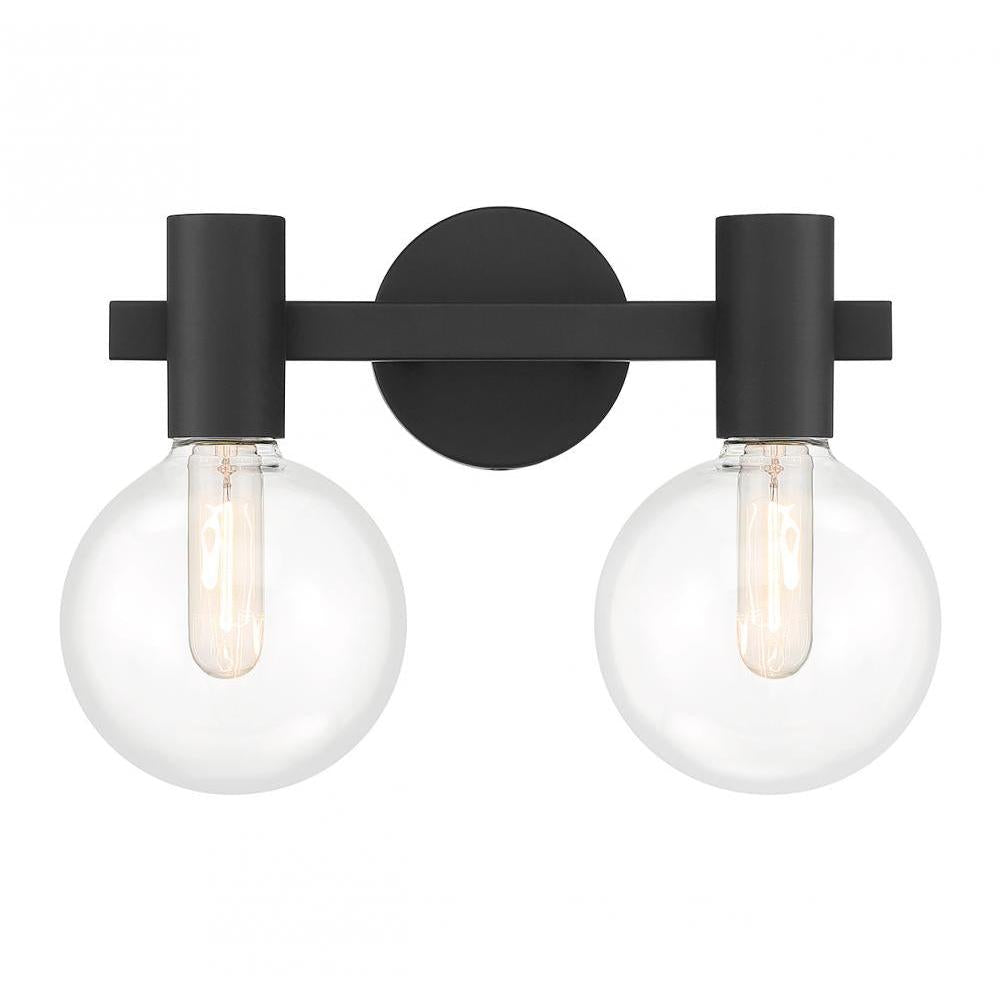 Wright 2-Light Bathroom Vanity Light in Matte Black