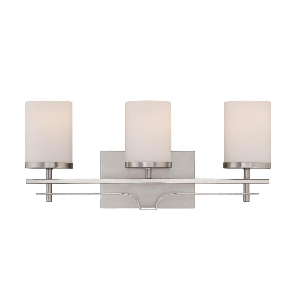 Colton 3-Light Bathroom Vanity Light in Satin Nickel