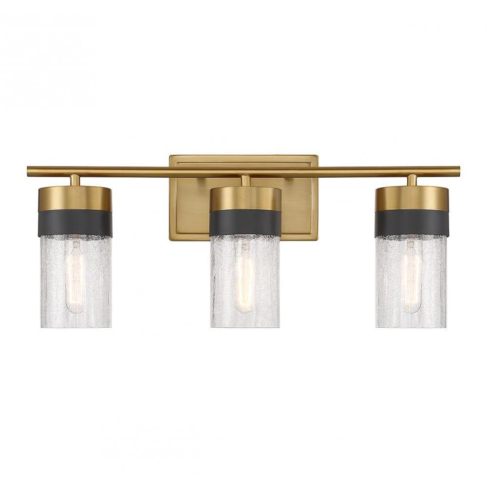 Brickell 3-Light Bathroom Vanity Light in Warm Brass and Black