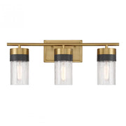 Brickell 3-Light Bathroom Vanity Light in Warm Brass and Black