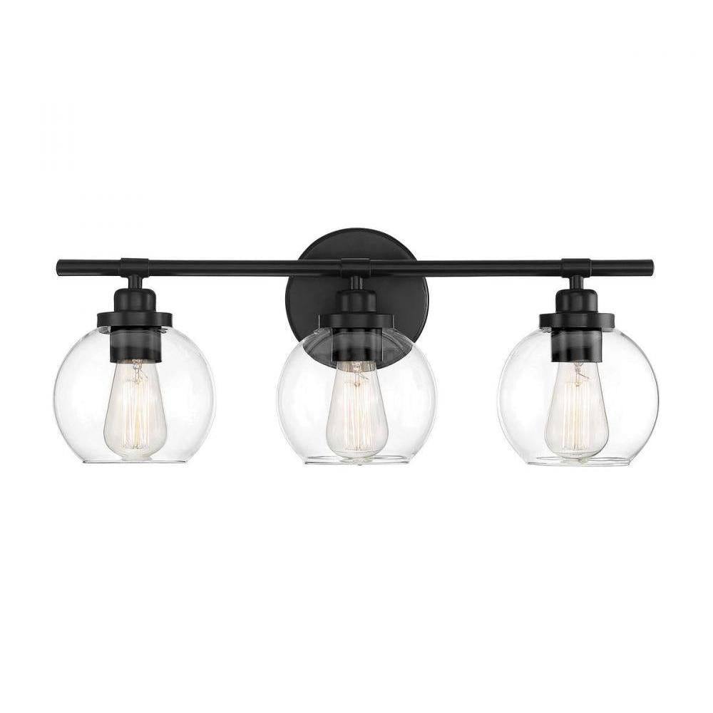 Carson 3-Light Bathroom Vanity Light in Matte Black