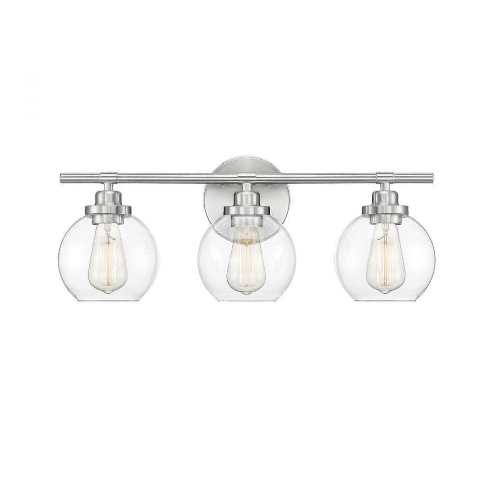 Carson 3-Light Bathroom Vanity Light in Satin Nickel