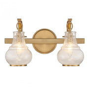 Adams 2-Light Bathroom Vanity Light in Warm Brass