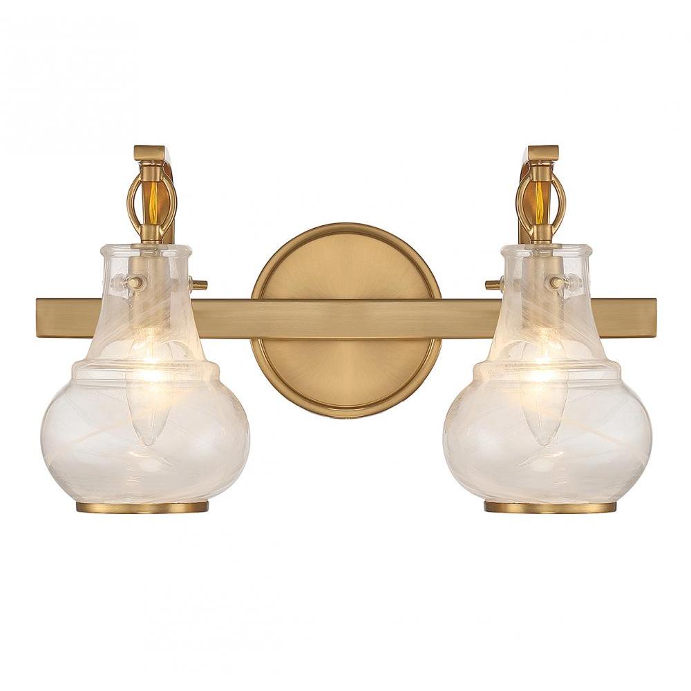 Adams 2-Light Bathroom Vanity Light in Warm Brass