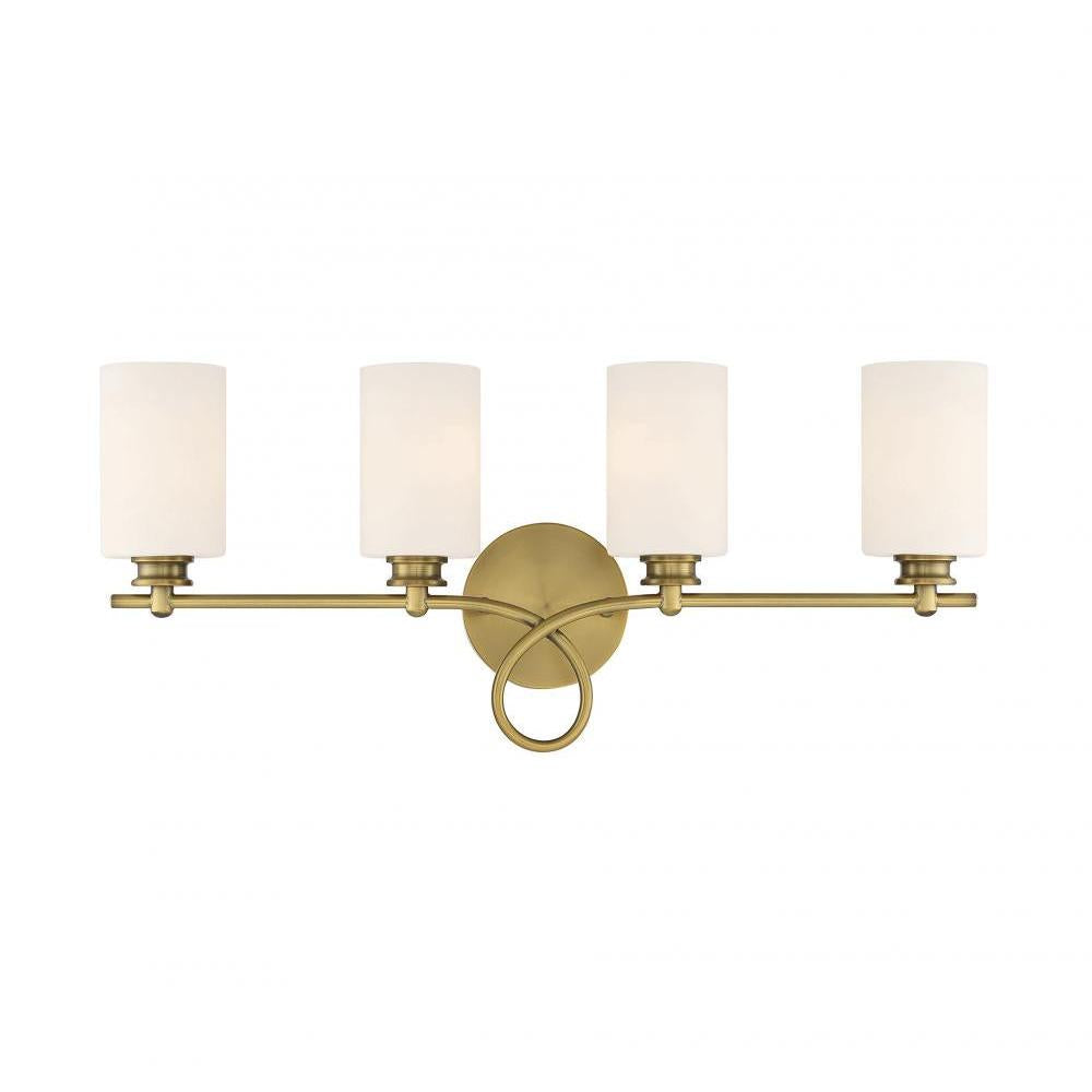 Woodbury 4-Light Bathroom Vanity Light in Warm Brass