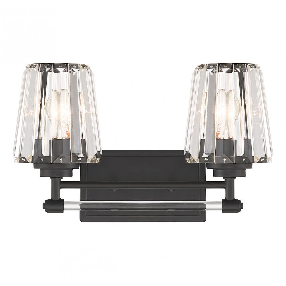 Garnet 2-Light Bathroom Vanity Light in Matte Black