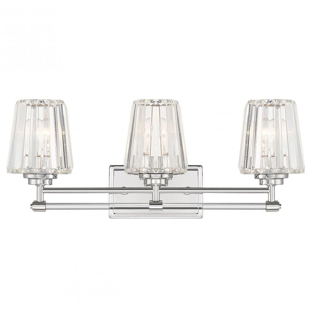 Garnet 3-Light Bathroom Vanity Light in Polished Nickel