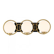 Alhambra 3-Light Bathroom Vanity Light in Matte Black with Warm Brass