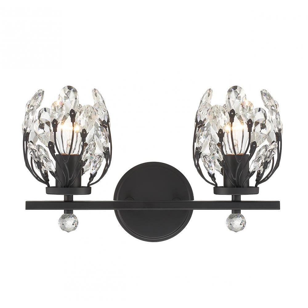 Moreno 2-Light Bathroom Vanity Light in Matte Black