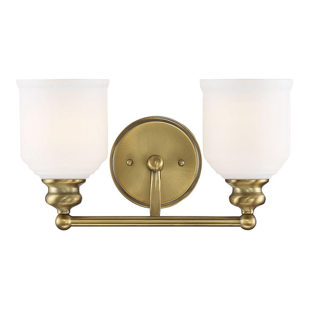 Melrose 2-Light Bathroom Vanity Light in Warm Brass