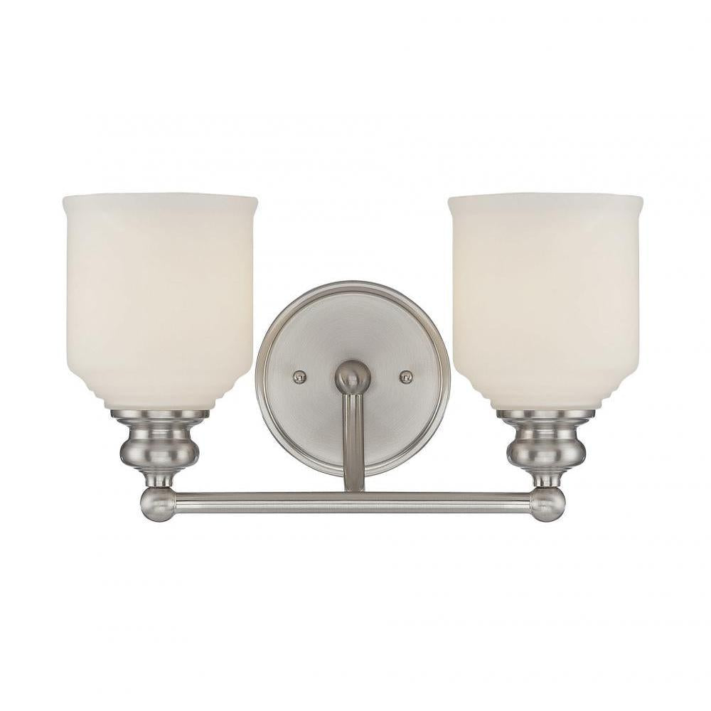 Melrose 2-Light Bathroom Vanity Light in Satin Nickel