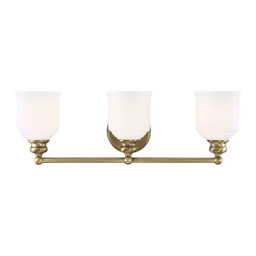 Melrose 3-Light Bathroom Vanity Light in Warm Brass