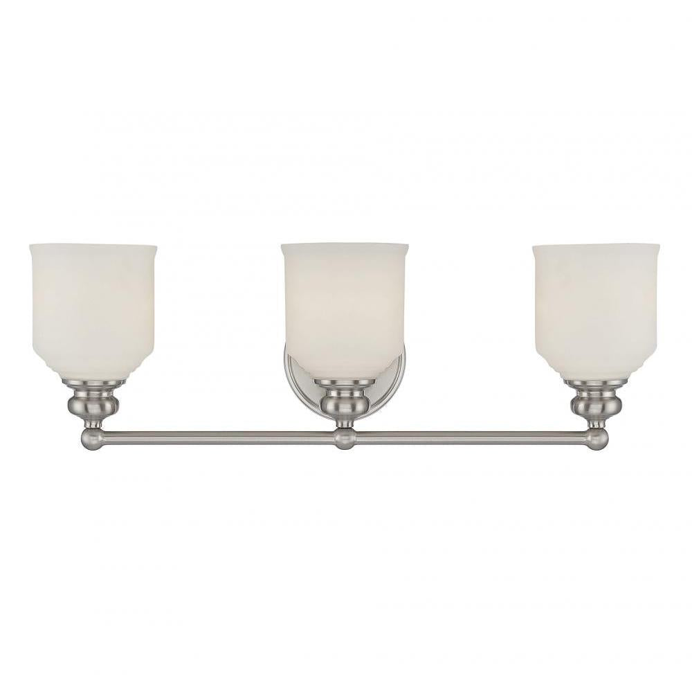 Melrose 3-Light Bathroom Vanity Light in Satin Nickel