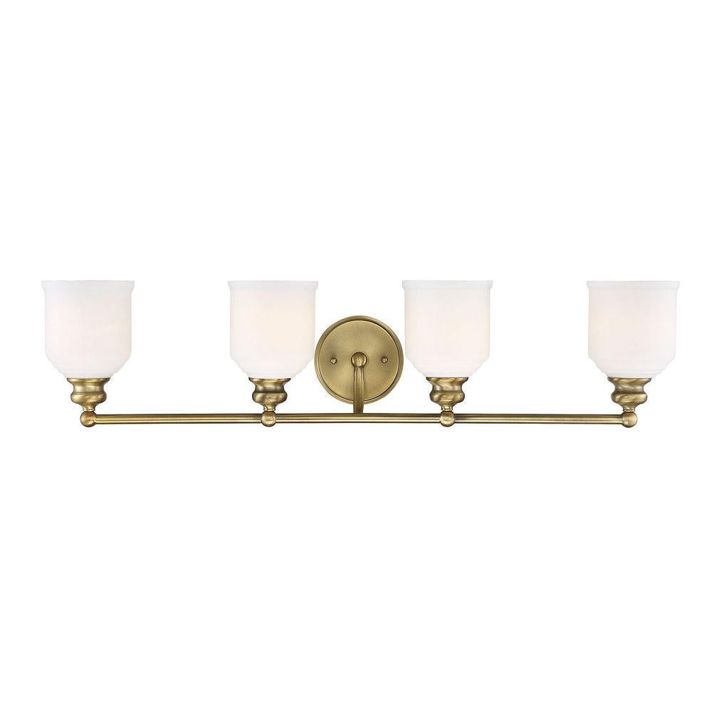 Melrose 4-Light Bathroom Vanity Light in Warm Brass