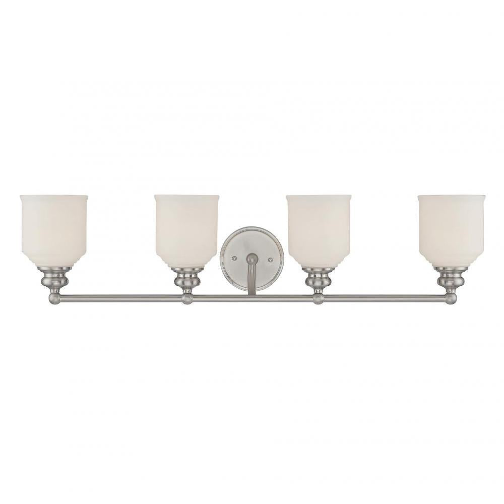 Melrose 4-Light Bathroom Vanity Light in Satin Nickel