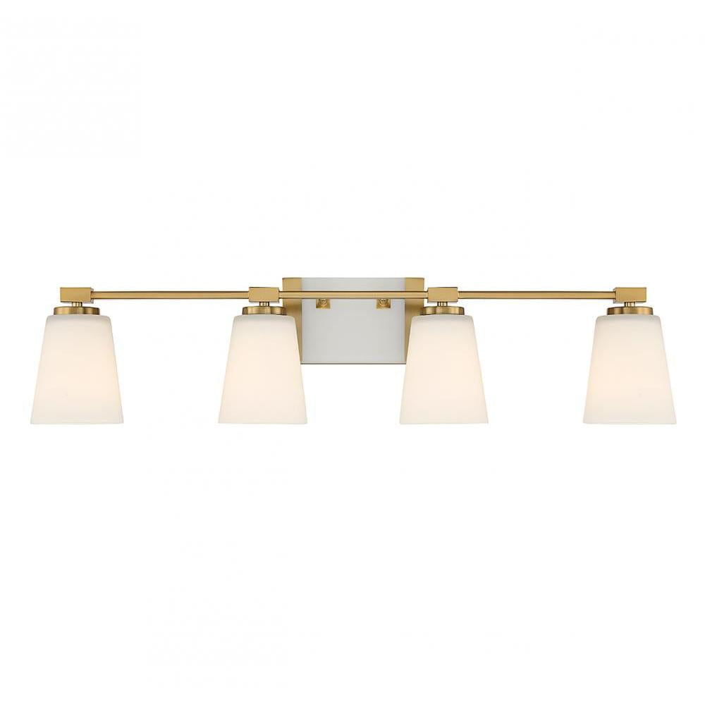 Darby 4-Light Bathroom Vanity Light in Warm Brass