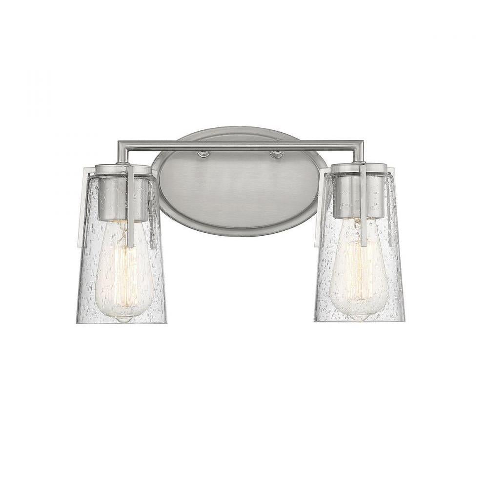 Sacremento 2-Light Bathroom Vanity Light in Satin Nickel