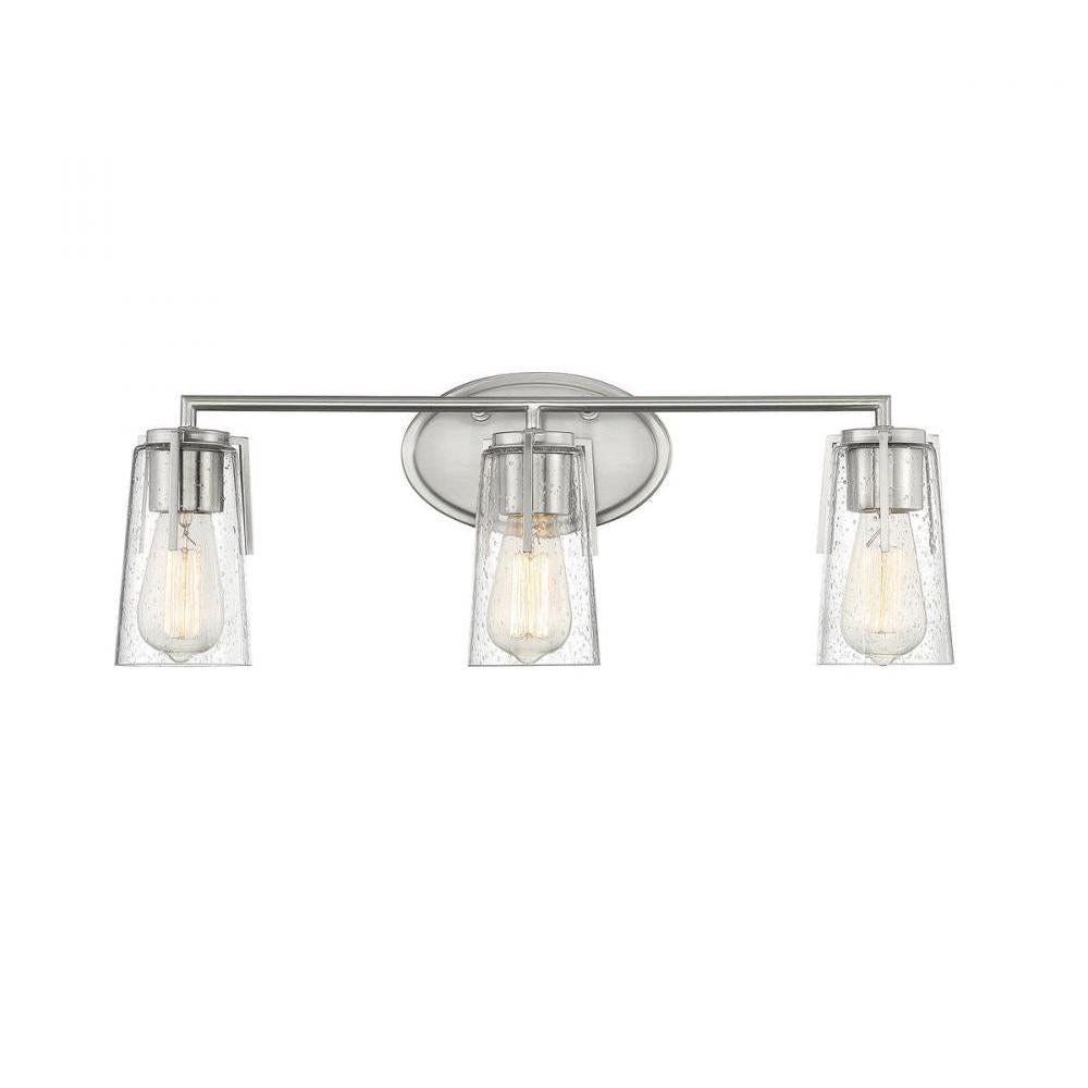 Sacremento 3-Light Bathroom Vanity Light in Satin Nickel