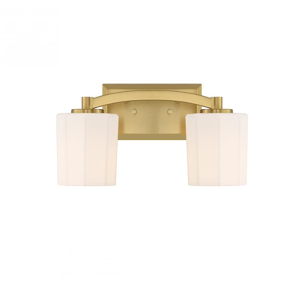 Whitney 2-Light Bathroom Vanity Light in Warm Brass