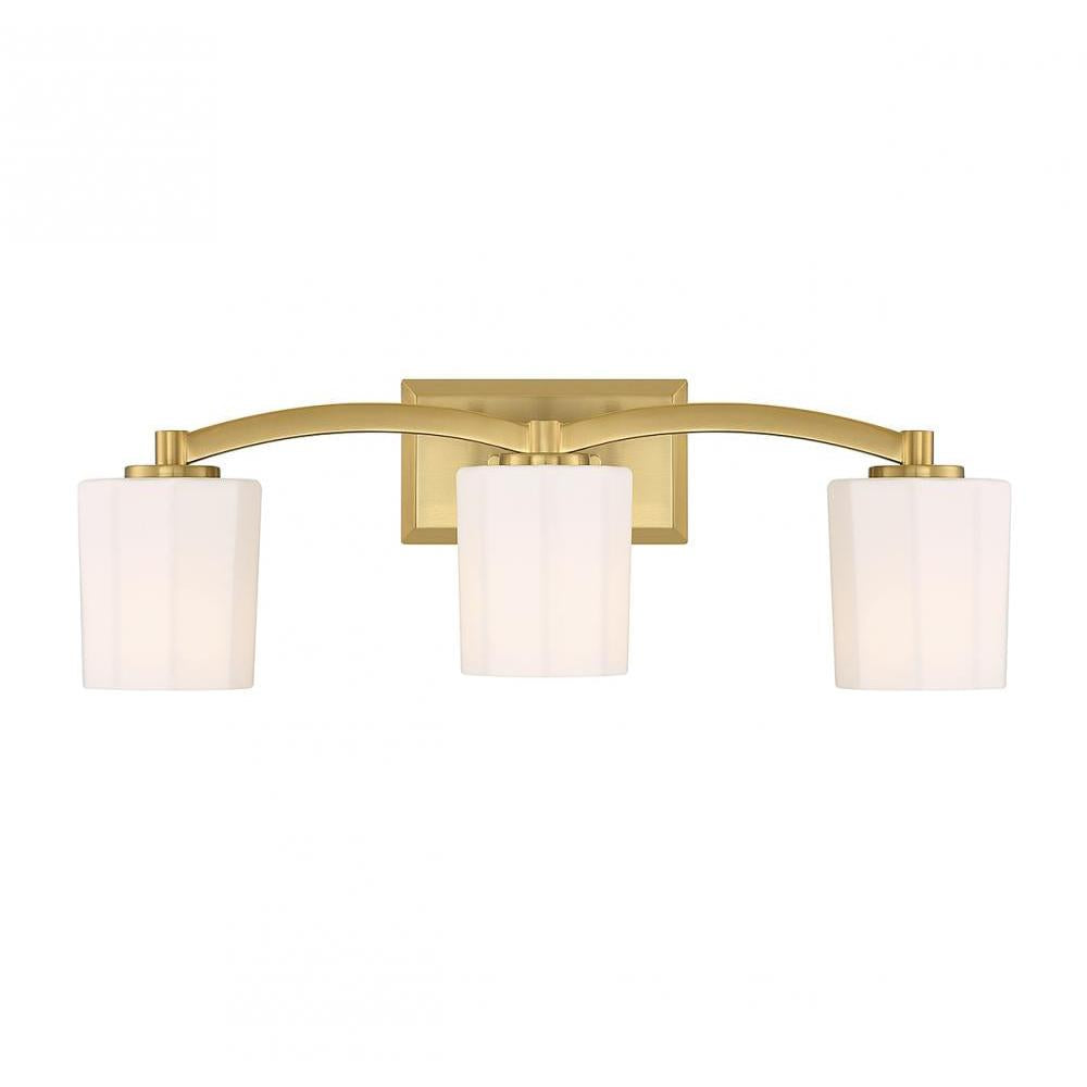 Whitney 3-Light Bathroom Vanity Light in Warm Brass