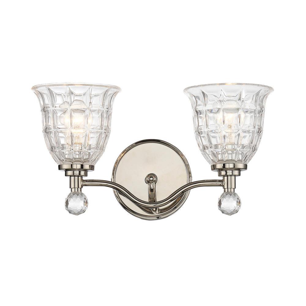 Birone 2-Light Bathroom Vanity Light in Polished Nickel
