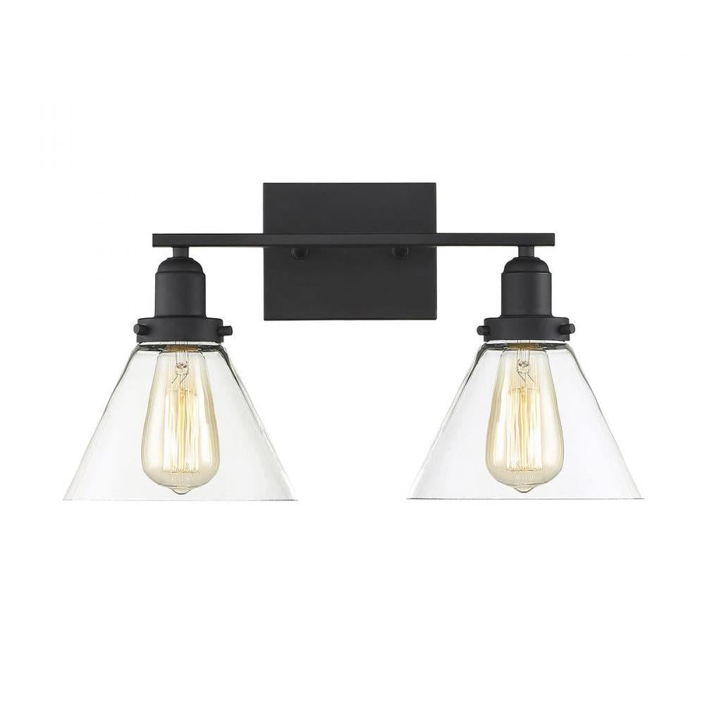 Drake 2-Light Bathroom Vanity Light in Black