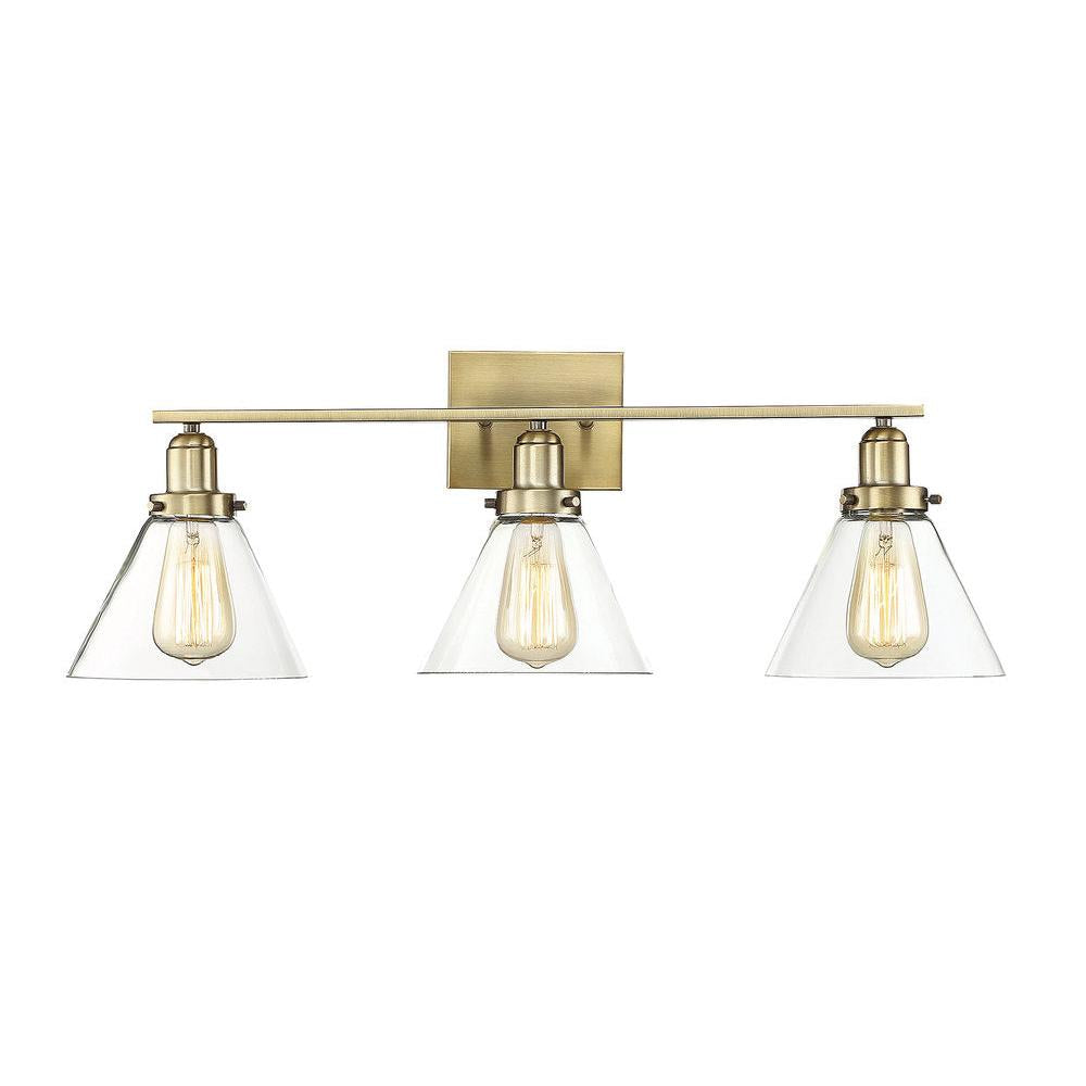 Drake 3-Light Bathroom Vanity Light in Warm Brass