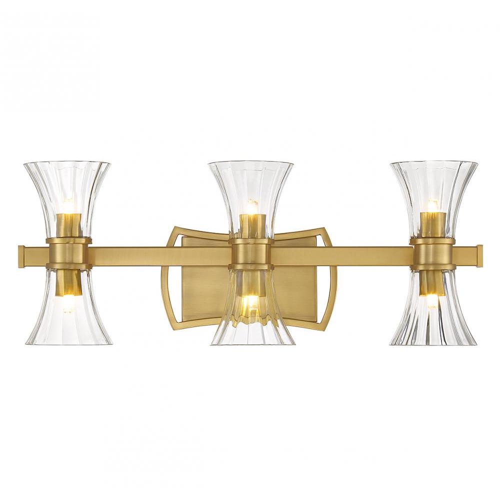 Bennington 6-Light LED Bathroom Vanity Light in Warm Brass