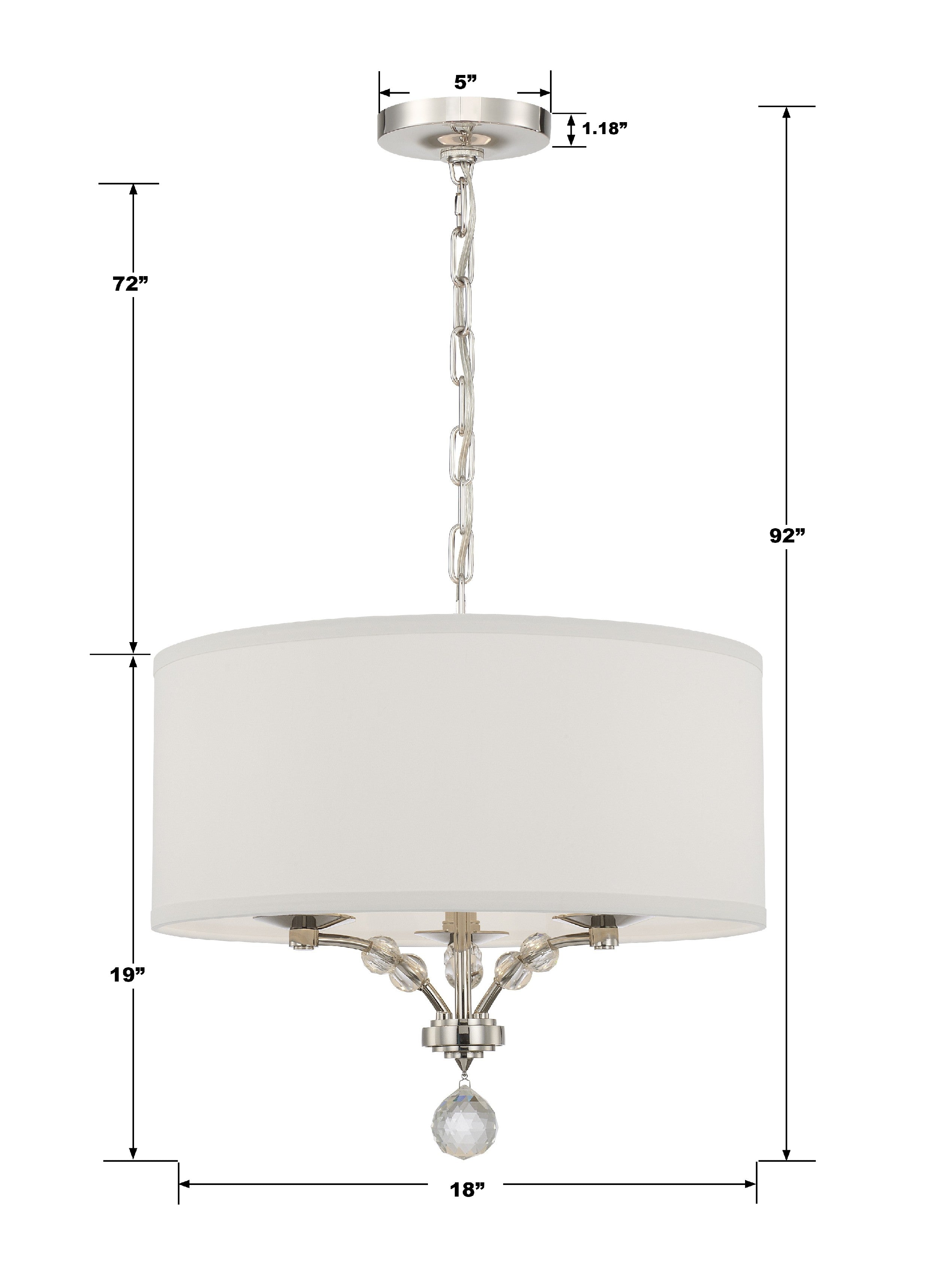 Crystorama Mirage 8005-PN – 18 Inch – 3 Light – Chandelier – Polished Nickel – Dry Rated