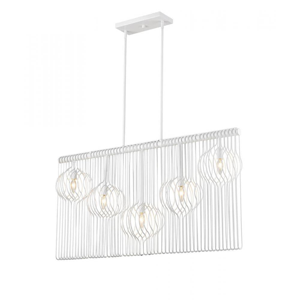 5 Light Linear Chandelier-Gloss White