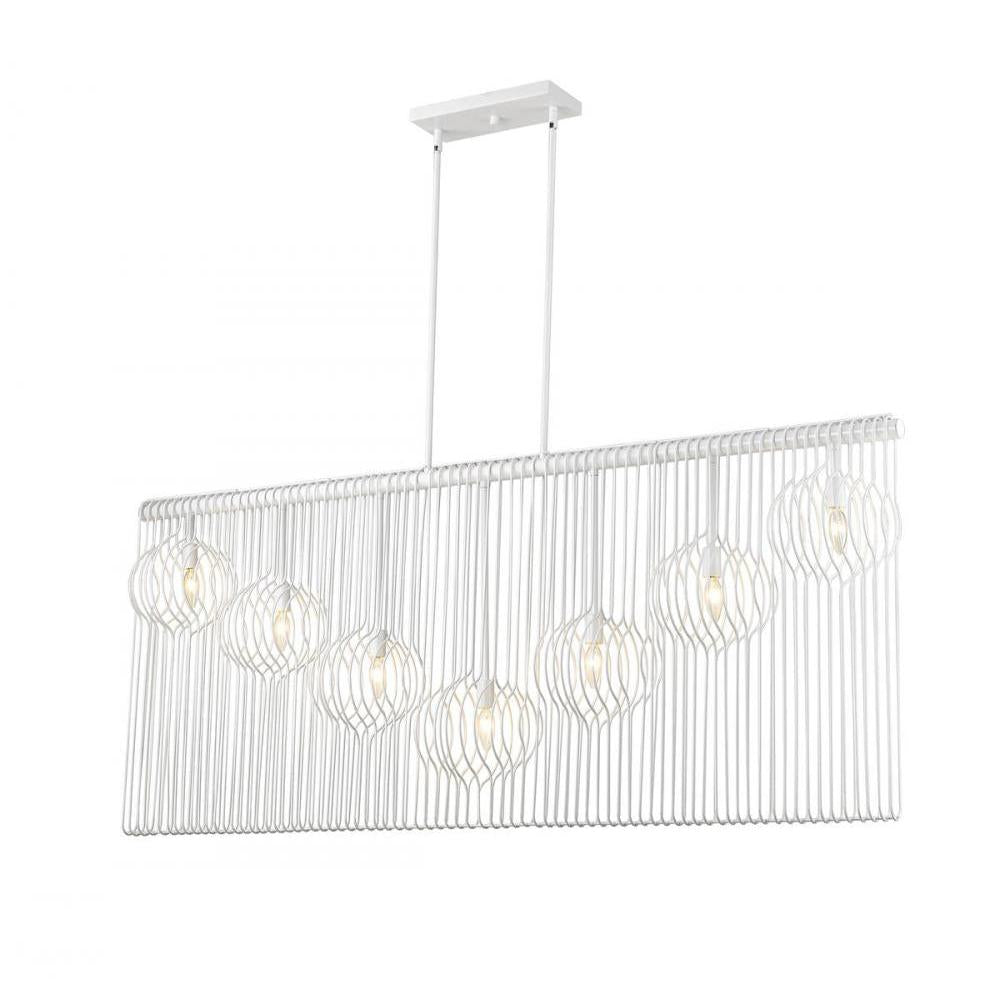 7 Light Linear Chandelier-Gloss White