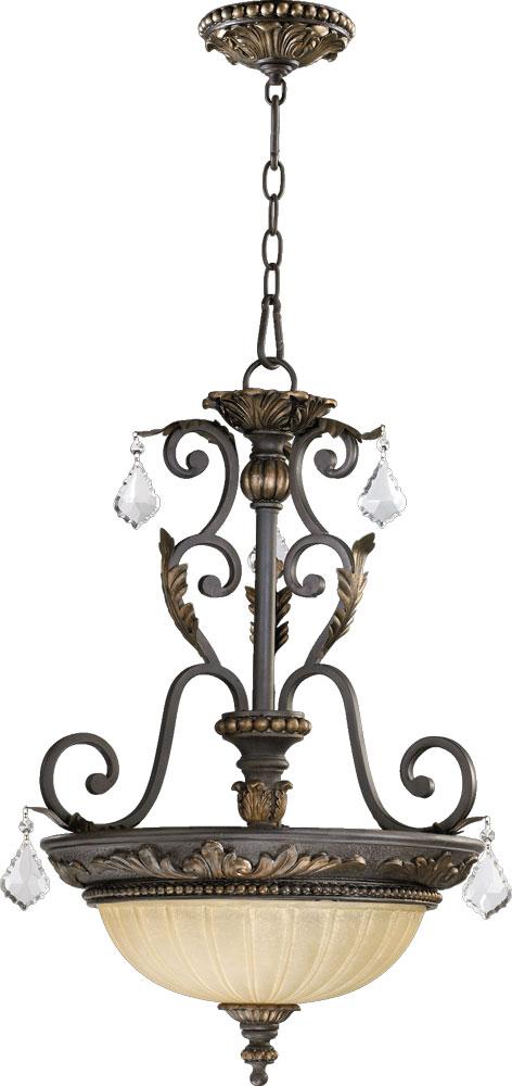 Quorum Lighting RIO SALADO 8057-3-44 Pendant Traditional - Toasted Sienna With Mystic Silver