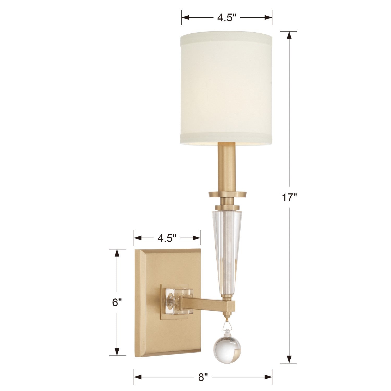 Crystorama Paxton 8101-AG – 5 Inch – 1 Light – Sconce – Aged Brass – Dry Rated