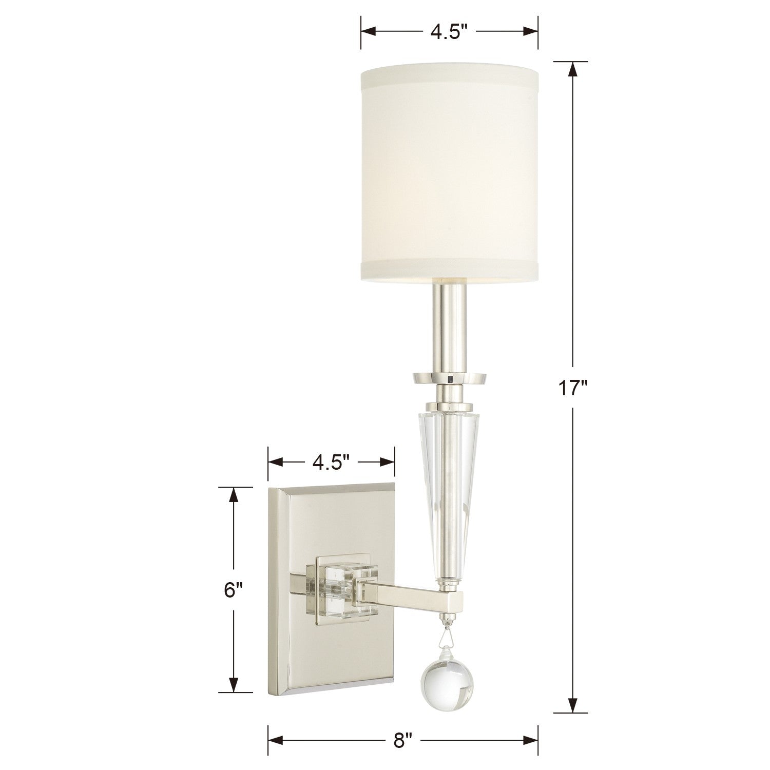 Crystorama Paxton 8101-PN – 5 Inch – 1 Light – Sconce – Polished Nickel – Dry Rated