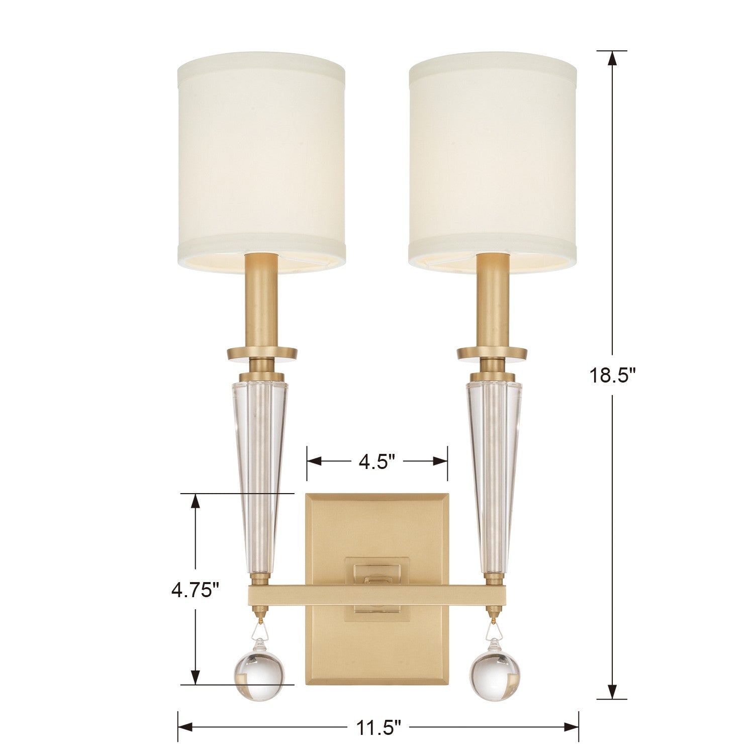 Crystorama Paxton 8102-AG – 11.5 Inch – 2 Light – Sconce – Aged Brass – Dry Rated