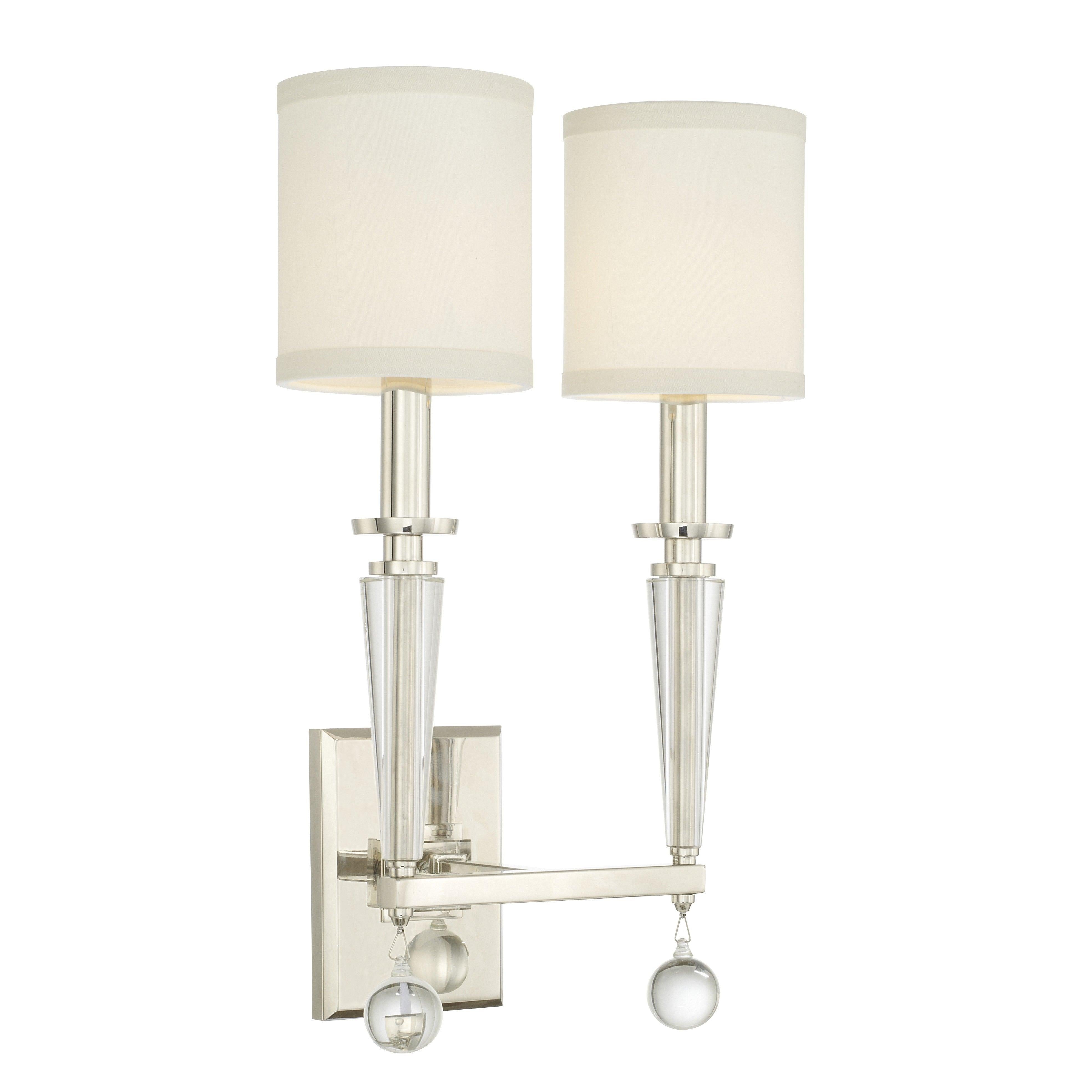 Crystorama Paxton 8102-PN – 11.5 Inch – 2 Light – Sconce – Polished Nickel – Dry Rated