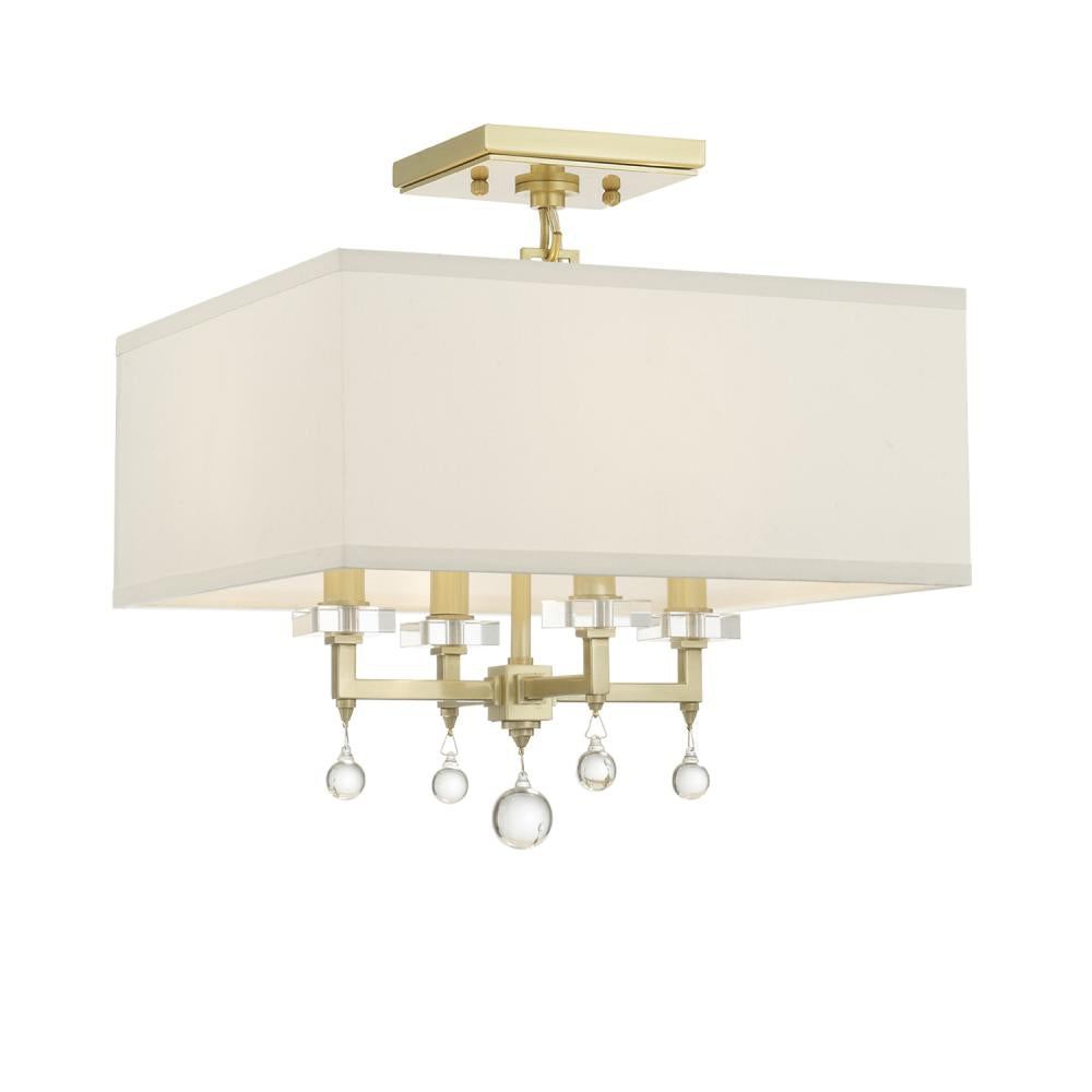 Crystorama Lighting 8105-AG_CEILING Paxton 4 Light Semi Flush Mount, UL Dry Rated, Aged Brass