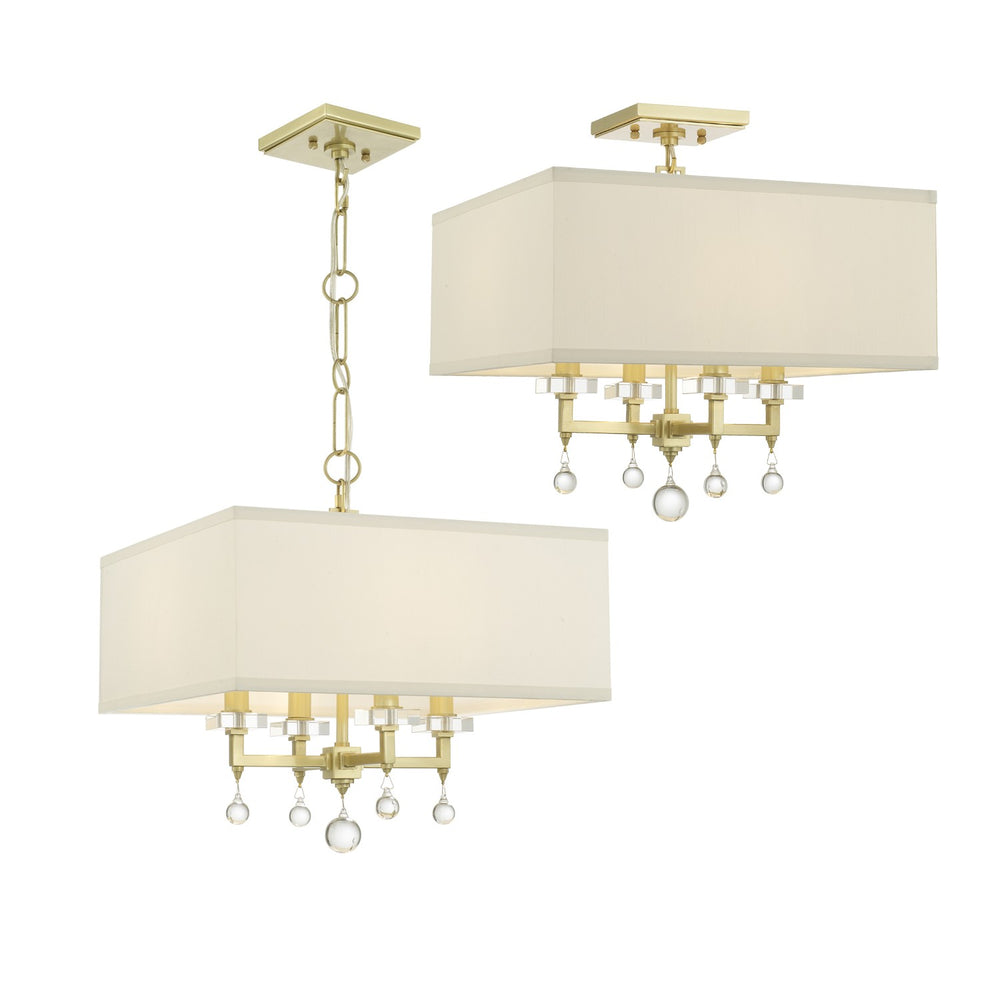 Crystorama Lighting 8105-AG_CEILING Paxton 4 Light Semi Flush Mount, UL Dry Rated, Aged Brass