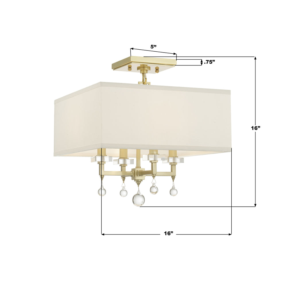 Crystorama Lighting 8105-AG_CEILING Paxton 4 Light Semi Flush Mount, UL Dry Rated, Aged Brass